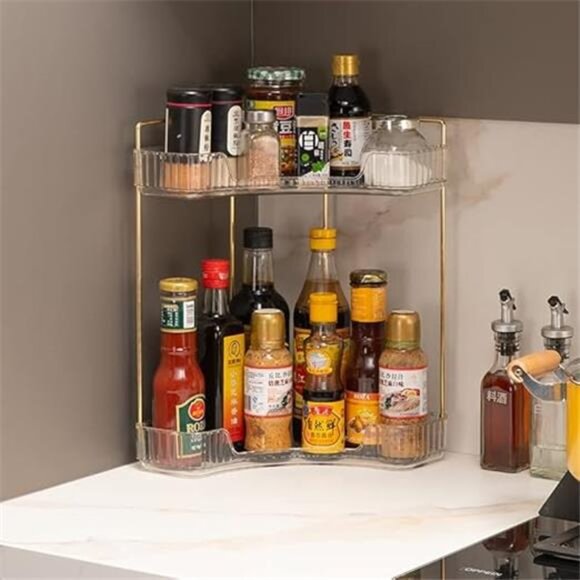 2-Tier Corner Bathroom Counter Organizer – Classic Storage Shelf for Makeup - Picture 6 of 7